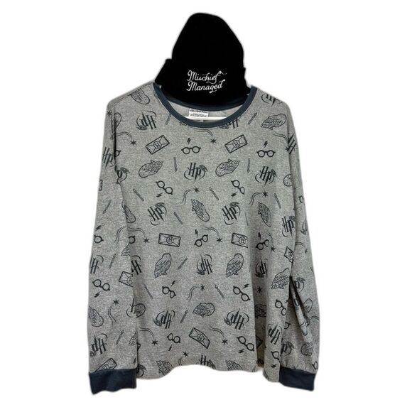 Harry Potter Pajama Top Size M & Black Beanie " Mischief Managed‎ " Wizard OSFM - Picture 1 of 8
